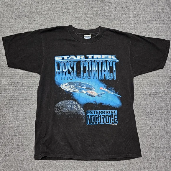 Vintage 1996 Star Trek First Contact Movie Release T Shirt Adult L Sci Fi RARE